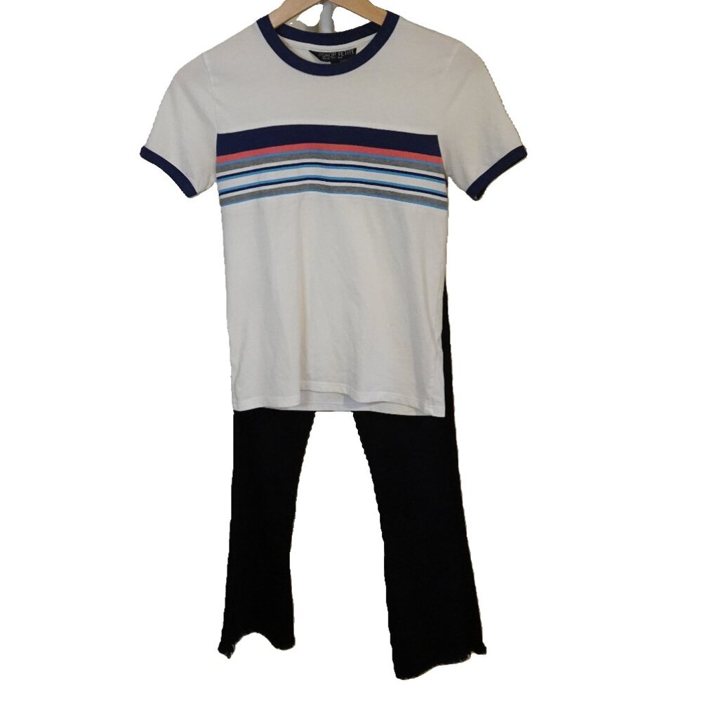 TOPSHOP Petite Cap Sleeve White T-Shirt in Size Two